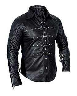 Herren Hemd aus Leder, Polizeiuniform, echtes echtes schwarzes Vollärmel Gr. XXXXX-Large, Schwarz von Leather Addicts