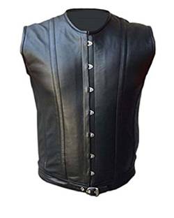 Herren Korsett aus echtem Schaf, schwarz, Leder, Stahlstäbchen, LARP Steampunk Goth Gr. Medium, Schwarz von Leather Addicts