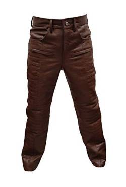 Herren Motorradhose, Krokodil-Print, Leder, gestepptes Design, Braun Gr. Medium, braun von Leather Addicts