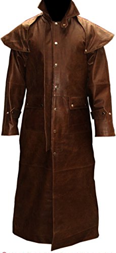 Herren-Schutzmantel aus echtem braunem Leder, für Jagd, Steampunk, Van, Helsing, braun, M von Leather Addicts