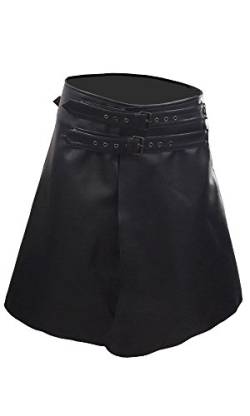 LARP Utility-Kilt für Herren, Echtleder, mit Frontverschluss, Schwarz Gr. 34W x 20L, Schwarz von Leather Addicts