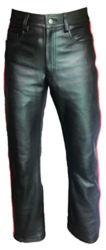 Leather Addicts Herren Jeanshose Gr. W34, Schwarz / rote Streifen von Leather Addicts