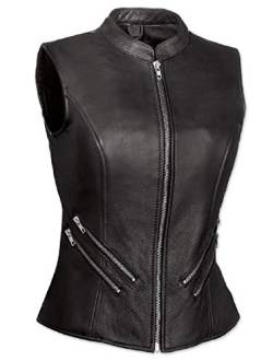 Sehr sexy Damen Damen Echtes Leder Schwarz Bikers Weste Weste (W9) von Leather Addicts