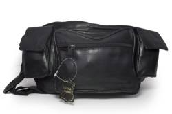 Leatherboss Jumbo Bauchtasche mit seitlichen Valcro-Taschen - Schwarz - Large von Leatherboss