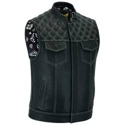 Leatherick Herren Groove Club Premium Rindsleder Motorrad Leder Weste Schwarz (3XL) von Leatherick