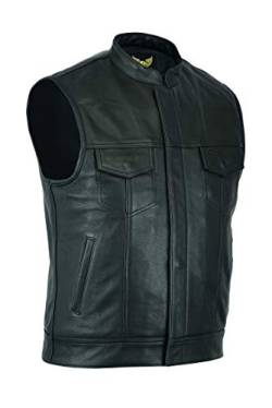 Leatherick Herren Premium im Anarchie-Stil Rindsleder Motorrad Leder Weste Schwarz - M48 von Leatherick