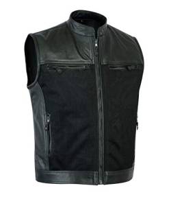 Leatherick Herren perforiert stil dauerhaft Real Leder weste schwarz - 3XL von Leatherick