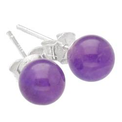 Amethyst Ohrstecker | Edelstein Ohrringe | Kugel/Perle 6 mm Durchmesser | 925er Silber von Lebensquelle Plus