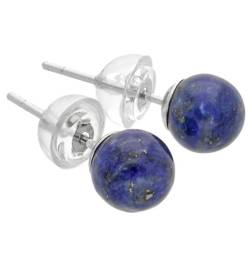 Lapislazuli Ohrstecker | Edelstein Ohrringe | Kugel/Perle 6 mm Durchmesser | 925er Silber von Lebensquelle Plus