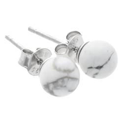 Magnesit Ohrstecker | Edelstein Ohrringe | Kugel/Perle 6 mm Durchmesser | 925er Silber von Lebensquelle Plus