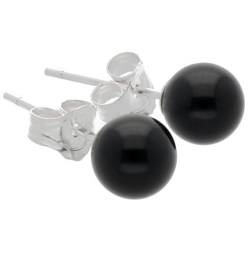 Onyx Ohrstecker | Edelstein Ohrringe | Kugel/Perle 6 mm Durchmesser | 925er Silber von Lebensquelle Plus