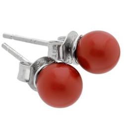 Roter Jaspis Ohrstecker | Edelstein Ohrringe | Kugel/Perle 6 mm Durchmesser | 925er Silber von Lebensquelle Plus
