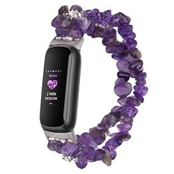 Lebensstyle Crystal Uhrenarmband Bracelet für Fitbit Luxe Band Wristband Wiedereinbau Elastischer Bänder Smartwatch Zubehör Frau Männer(Kristall Violett) von Lebensstyle