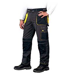 Leber&Hollman Arbeitshose für Herren - Sicherheitshose für Männer - mit Taschen für Kniepolster - Bundhose - Berufsbekleidung - Schwarz/Gelb - Größe 60 von Leber&Hollman