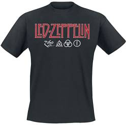 Led Zeppelin Herren Ledzeppelin_Logo & Symbols_Men_bl_ts:1xl T-Shirt, Schwarz (Black Black), X-Large von Led Zeppelin