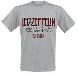 Led Zeppelin Symbols Est. 1968 Männer T-Shirt grau meliert M von Led Zeppelin