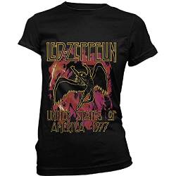 Led Zeppelin T Shirt Schwarz Flames Band Logo Nue offiziell Damen Skinny Fit von Led Zeppelin
