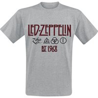 Led Zeppelin T-Shirt - Symbols Est. 1968 - M bis 3XL - für Männer - Größe 3XL - grau meliert  - Lizenziertes Merchandise! von Led Zeppelin