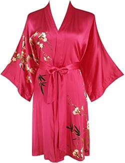 Ledamon Damen Kimono Kurzer Bademantel aus 100% Seide (Rot) von Ledamon