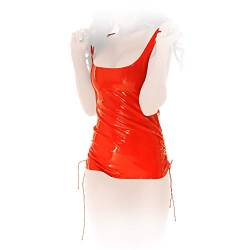 Anita Berg - Sexy knappes Latex Shirt/Top mit Schnürungen rot - Gr. S von Ledapol