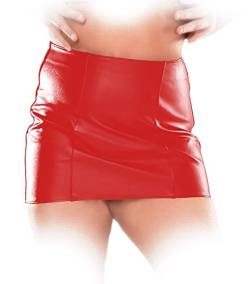 Ledapol 5587 Eleganter edler hautenger Leder Rock Minirock mit Zip Gr. L rot von Ledapol