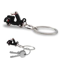 Vespa Scooter-Schlüsselanhänger mit Schlüsselring, italienische Nationalflagge, aus Metall, Zubehör für Damen und Herren, Geschenkidee, Schwarz , One size von Leddy Living