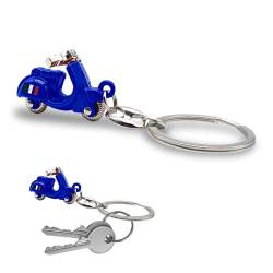 Vespa Scooter-Schlüsselanhänger mit Schlüsselring, italienische Nationalflagge, aus Metall, Zubehör für Damen und Herren, Geschenkidee, blau, One size von Leddy Living