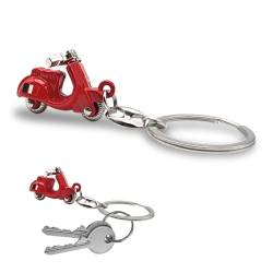 Vespa Scooter-Schlüsselanhänger mit Schlüsselring, italienische Nationalflagge, aus Metall, Zubehör für Damen und Herren, Geschenkidee, rot, One size von Leddy Living