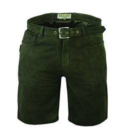 Fuente Kurze Lederhose mit Gürtel, Jagd Lederhose kurz echt Leder Nubuk Trachten Lederhose Herren kurz, Damen Trachtenlederhose mit Gürtel kurz in Jagd Olive (60 EU, Green) von LederGwand