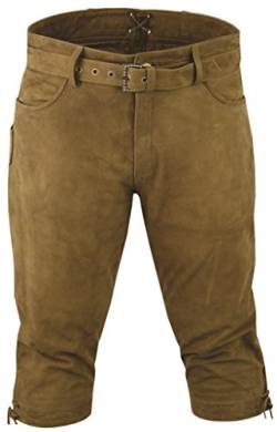 Kniebundhose Leder Nubuk-Fuente Jagdhose- Trachtenlederhose Damen- Damen Kniebundlederhose -Trachten Lederhose mit Gürtel in Braun, Camel, Grün, Trachtenhose Knielang (42, Camel) von LederGwand