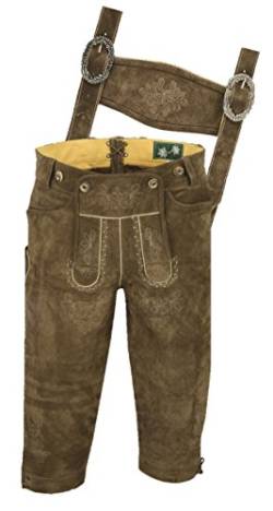 Kniebundhose Leder Wild Leder-Fuente Jagdhose- Trachtenlederhose Herren- Damen Kniebundlederhose -Trachten Lederhose mit Träger in Camel, Trachtenhose Knielang (54 EU, Camel) von LederGwand