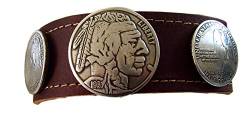 Leder Armband Indianer Half Dollar 3,6 cm breit Armschmuck Farbe braun von Lederecke Konstanz