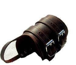 Leder-Handgelenk-Bandage für Umfang 19,5-25 cm/Seite-Links Dunkelbraun Lederarmband mit Daumenschlaufe Handgelenk-Schoner Handgelenk-Stütze Lederarmband von Lederecke Konstanz