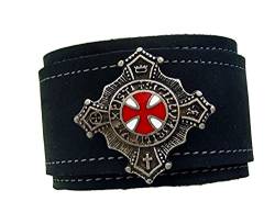 Lederarmband 4,7cm breit XXL Templerorden schwarz von Lederecke Konstanz