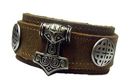 Wickel Lederarmband Farbe hellbraun Thor Hammer Mjölnier von Lederecke Konstanz