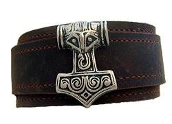 Wikel Lederarmband Farbe dunkel braun Thors Hammer klein Armschmuck Armband von Lederecke Konstanz