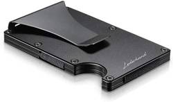 Lederhand® iStrong - Aluminium Mini Kartenhalter mit Geldklammer und Platz für bis zu 10 Kreditkarten - Minimalist Wallet - Geldbörse aus echtem Aluminium mit RFID-Schutz inkl. Geschenkbox | (Schwarz) von Lederhand