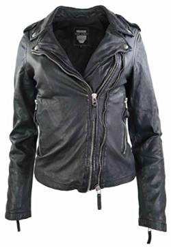 Lederjacke Damen Roxy Biker Style - Premium Lamm Leder (Echtleder) (Schwarz, L) von Lederjacke