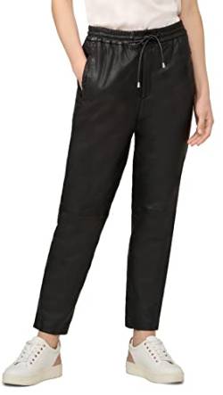 Lena Damen Lederhose: Modische Joggpant aus Lamm-Nappa Leder (as3, Alpha, m, Regular, Regular, Schwarz) von Lederjacke