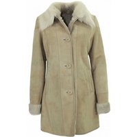 Lederjacken24 Lederjacke Echtleder Damen Lammfellmantel Lammleder beige-creme von Lederjacken24