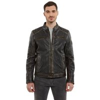 Lederjacken24 Lederjacke Sandfort Herren Lederjacke Echtleder Lammnappa Bikerjacke schwarz-beige von Lederjacken24