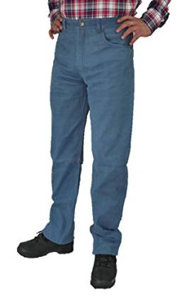 Fuente Jeansblau Lederhose Herren Damen lang | Lederjeans o. Knienaht- Echtes Leder, Lederhose Jeans 501 Blau- Motorrad Lederjeans- 1A Qualität Rind Nubuk (34, Jeans Blau) von Lederprofi