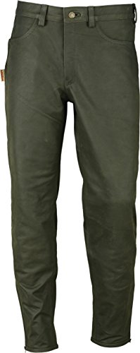 Jagd Stiefelhose Leder, Lederhose Herren Damen lang - Lederjeans- Fuente Echt Leder Lederhose Jeans 501- Jagdlederhose (50, Olive) von Lederprofi