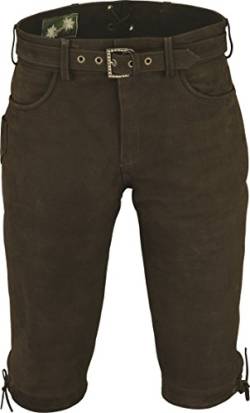 Kniebundhose Leder Nubuk-Fuente Jagd Lederhose mit Gürtel- Trachtenlederhose Herren- Damen Kniebundlederhose -Trachten Lederhose mit Gürtel in Braun und Olive, Trachtenhose Knielang (46, Braun) von Lederprofi