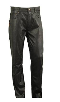 Lederhose Herren lang- Damen Lederhose lang in Jeansoptik- Lederjeans- Jagd Lederhose-Lederhose Nubuk Herren-Damen-Schwarz, Braun (W30, Schwarz) von Lederprofi