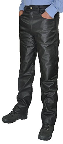 Lederhose lang Herren/Damen - Lederjeans- Echt Leder festem Aniline, Lederhose Jeans 501 Schwarz- Motorrad Lederjeans (34, Schwarz) von Lederprofi