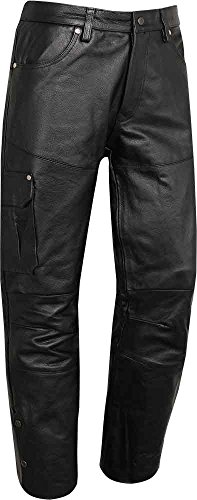 Motorrad- Biker Lederhose Herren Damen Bikerjeans - Fuente Lederjeans Motorrad Lederhose Cargo aus echtem Leder Rind Mild Schwarz (S, Schwarz) von Lederprofi