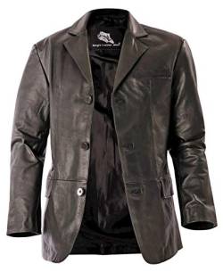 Bangla Herren Blazer Leder Jacke Lederjacke Sakko Schwarz 3 XL von Ledershop-online