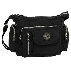 Ledershop24 Geschenkset - Leichte Damen & Herren Umhängetasche Schultertasche Sporttasche Stofftasche Farbe Schwarz von Ledershop24