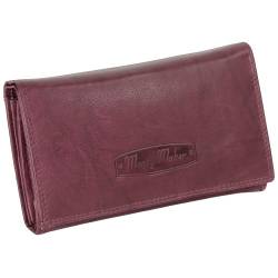 Ledershop24 RFID Damen Leder Geldbörse Damen Portemonnaie Damen Geldbeutel - Lang Bordeaux Leder - Geschenkset + exklusiven Schlüsselanhänger von Ledershop24